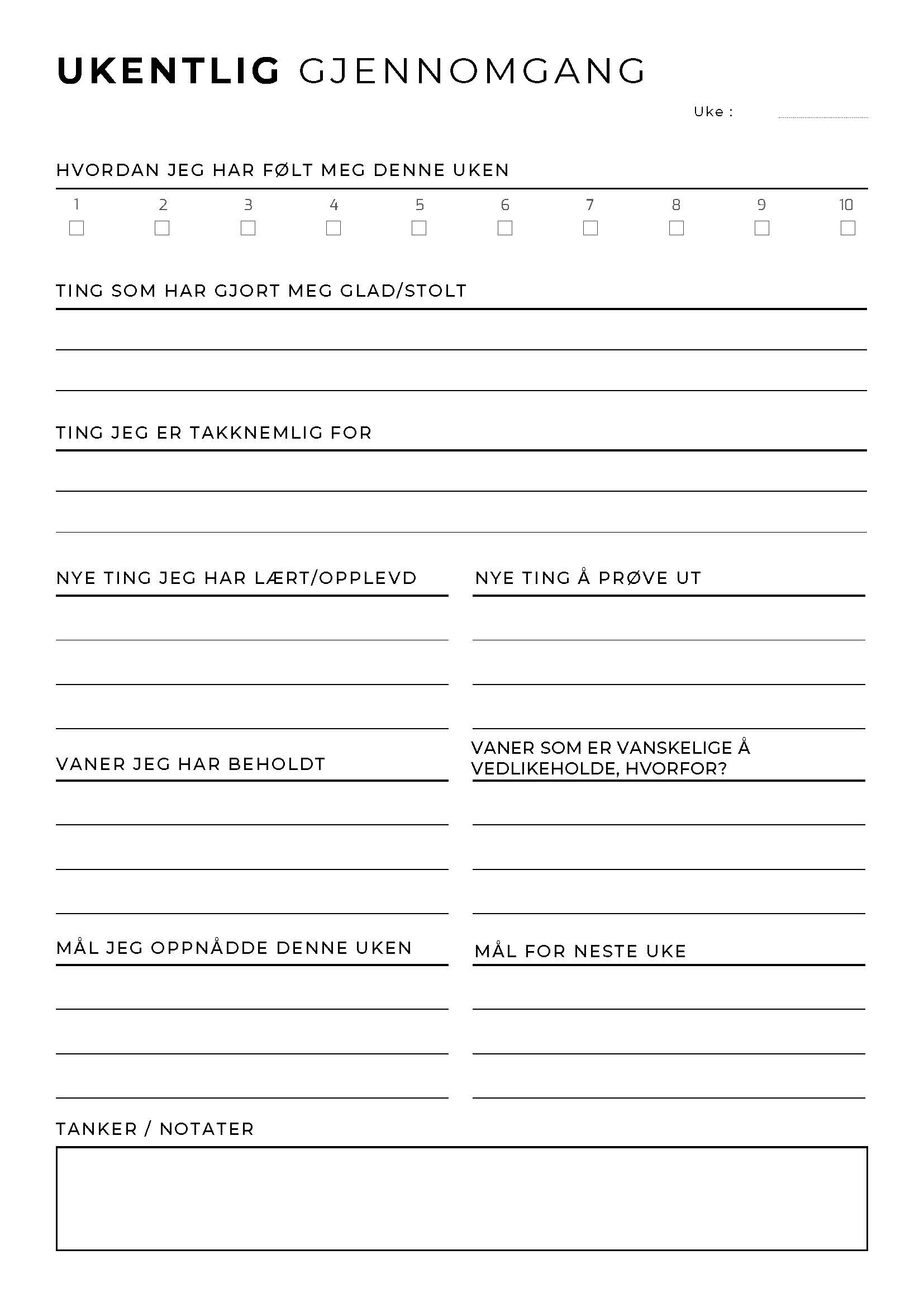 Ukentlig Gjennomgang